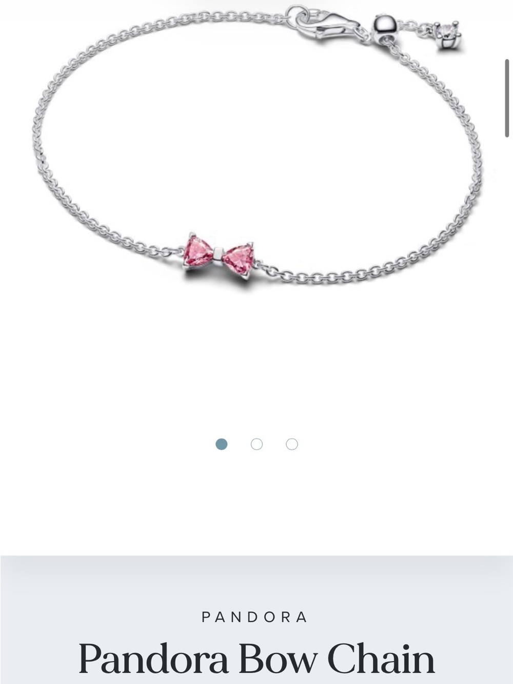 Pandora Silver Chain Bracelet with Pink Bow Accent